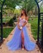 Ball Gown Off-the-shoulder Tulle Prom Dresses With Appliques