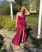 Sheath/Column Sweetheart Sparkly Sequin Prom Dresses With Floral
