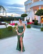 Black Sheath/Column Strapless Satin Prom Dresses With Ruched