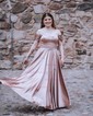 A-line Off-the-shoulder Satin Prom Dresses With Ruched