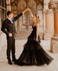 Ball Gown V-neck Glitter Tulle Ruffle Tiered Prom Dresses