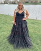 Princess V-neck Tulle Ruffle Tiered Prom Dresses