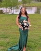 Mermaid One Shoulder Jersey Beaded Prom Dresses With Ruched