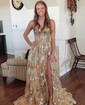 Ball Gown Off-the-shoulder Sequin Tiered Prom Dresses