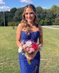 Sheath/Column Tulle Strapless Prom Dresses With Appliques