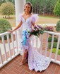 Mermaid Off-the-shoulder Sparkly Sequin Prom Dresses With Feather