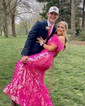 Mermaid Off-the-shoulder Sparkly Sequin Prom Dresses With Feather