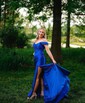 Mermaid Off-the-shoulder Satin Corset Prom Dresses With Ruched