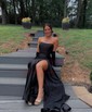 Mermaid Square Neck Satin Corset Prom Dresses With Ruched