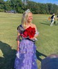 Ball Gown V-neck Sequin Ruffle Tiered Prom Dresses