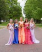 Mermaid V-neck Sparkly Sequin Prom Dresses With Appliques