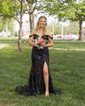 Mermaid Off-the-shoulder Sparkly Sequin Prom Dresses With Appliques