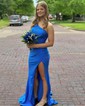 Mermaid One Shoulder Jersey Beaded Prom Dresses With Ruched