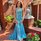 Mermaid V-neck Backless Sparkly Sequin Prom Dresses