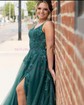 Ball Gown V-neck Tulle Prom Dresses With Appliques