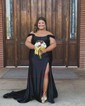 Trumpet/Mermaid Off-the-shoulder Silk-like Satin Sweep Train Prom Dresses With Ruched