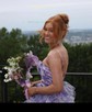 Ball Gown Halter Tulle Floral Ruffle Tiered Prom Dresses