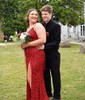 Sheath/Column V-neck Sparkly Sequin Prom Dresses With Fringe