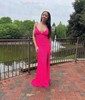 Sheath/Column V-neck Sparkly Sequin Prom Dresses With Fringe
