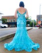 Mermaid V-neck Sparkly Sequin Prom Dresses With Appliques