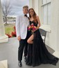 Ball Gown Off-the-shoulder Chiffon Pleated Prom Dresses With Puff Sleeve