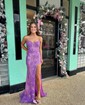 Mermaid V-neck Sparkly Sequin Prom Dresses With Appliques