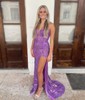 Mermaid V-neck Sparkly Sequin Prom Dresses With Appliques