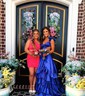 A-line V-neck Satin Cut Out Ruffle Tiered Prom Dresses