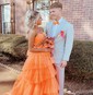 Ball Gown Halter Tulle Ruffle Tiered Prom Dresses