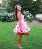 Unique Skater Taffeta Beaded Ruffle Homecoming Dresses