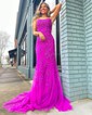 Mermaid Scoop Neck Tulle Prom Dresses With Appliques
