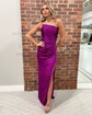 Sheath/Column Strapless Satin Prom Dresses With Ruched