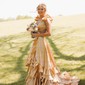 A-line V-neck Cut Out Satin Ruffle Tiered Prom Dresses