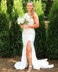 Mermaid One Shoulder Jersey Beaded Prom Dresses
