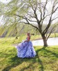 Ball Gown Strapless Tulle Ruffle Tiered Prom Dresses With Appliques