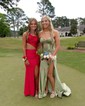 Mermaid Strapless Satin Cut Out Prom Dresses With Ruched