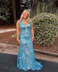 Mermaid V-neck Backless Sparkly Sequin Prom Dresses