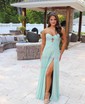 A-line Strapless Chiffon Pleated Cut Out Prom Dresses