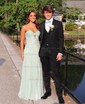 A-line Strapless Chiffon Pleated Cut Out Prom Dresses