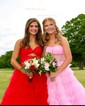 Ball Gown Strapless Tulle Ruffle Tiered Prom Dresses