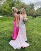 Mermaid V-neck Backless Sparkly Sequin Prom Dresses