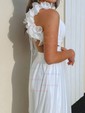 A-line V-neck Chiffon Prom Dresses With Ruched