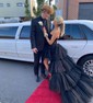 Ball Gown Strapless Tulle Ruffle Tiered Prom Dresses