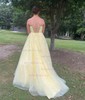 Ball Gown Scoop Neck Tulle Prom Dresses With Appliques