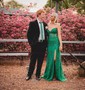 Sheath/Column Strapless Tulle Corset Prom Dresses With Appliques