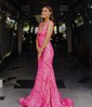Mermaid V-neck Backless Sparkly Sequin Prom Dresses