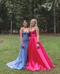 Ball Gown Strapless Satin Corset Prom Dresses With Ruched