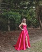 Ball Gown Strapless Satin Corset Prom Dresses With Ruched