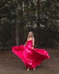 Ball Gown Strapless Satin Corset Prom Dresses With Ruched