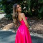 Ball Gown Strapless Satin Corset Prom Dresses With Ruched